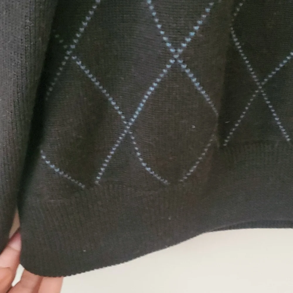 Vintage Brooks Brothers 346 Merino Wool Argyle Quarter Zip Pullover Sweater L